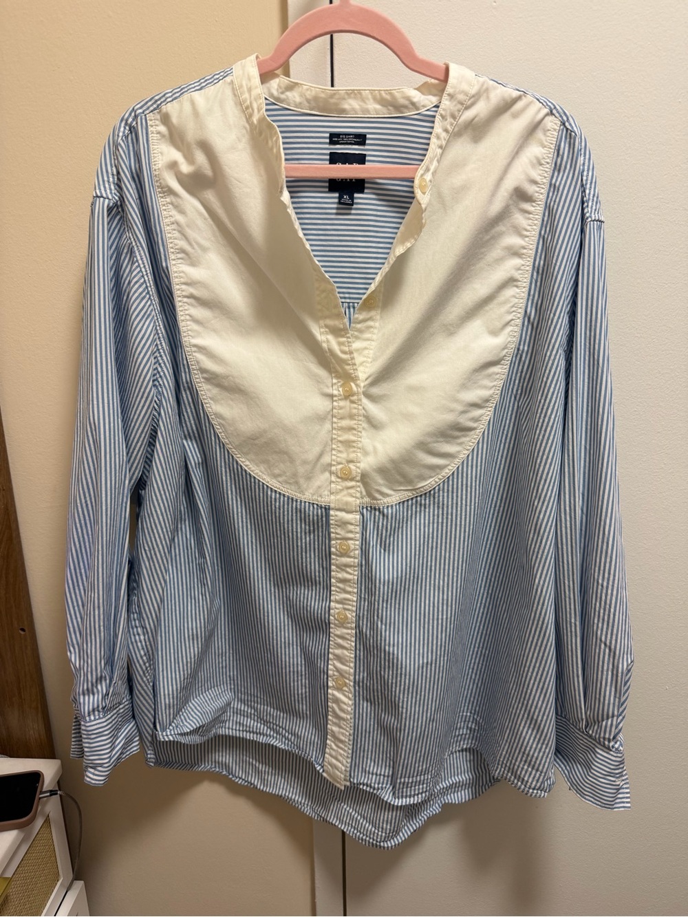 XL Gap Organic Cotton Stripe Bib Oversized Shirt